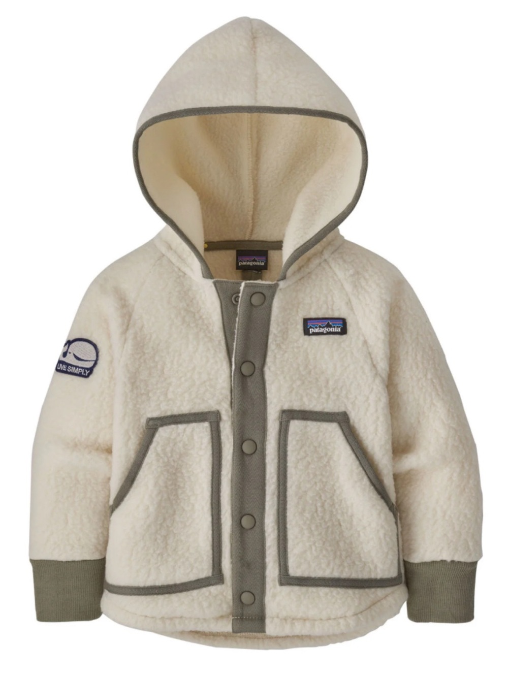 Patagonia Baby Toddler Retro Pile Fleece Hooded Jacket Live Simply Whale Patch